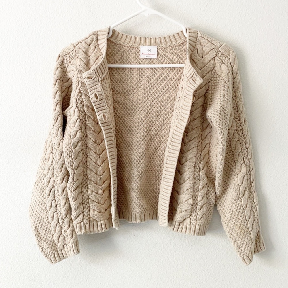 Hanna Andersson Cream Cable Knit Sweater
